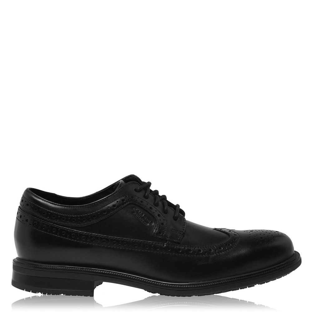 Rockport Wing Tip - Mens Dress Shoes - Black - NZ (YVZ-724613)